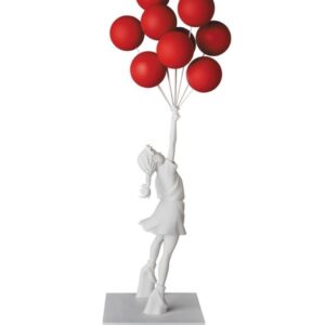 Banksy Flying Balloons Girl white with red balloons